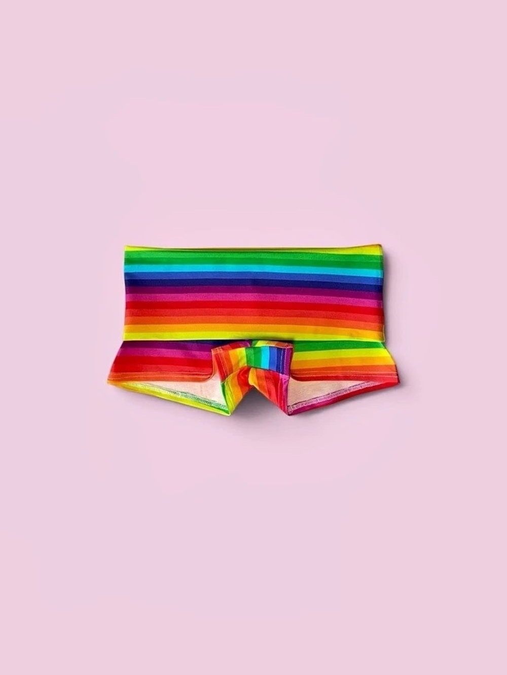 Rainbow Striped fold over yoga shorts